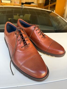 Cole Haan size 12 Men's Cap-Toe Leather Dress Shoes - Brown brand new
